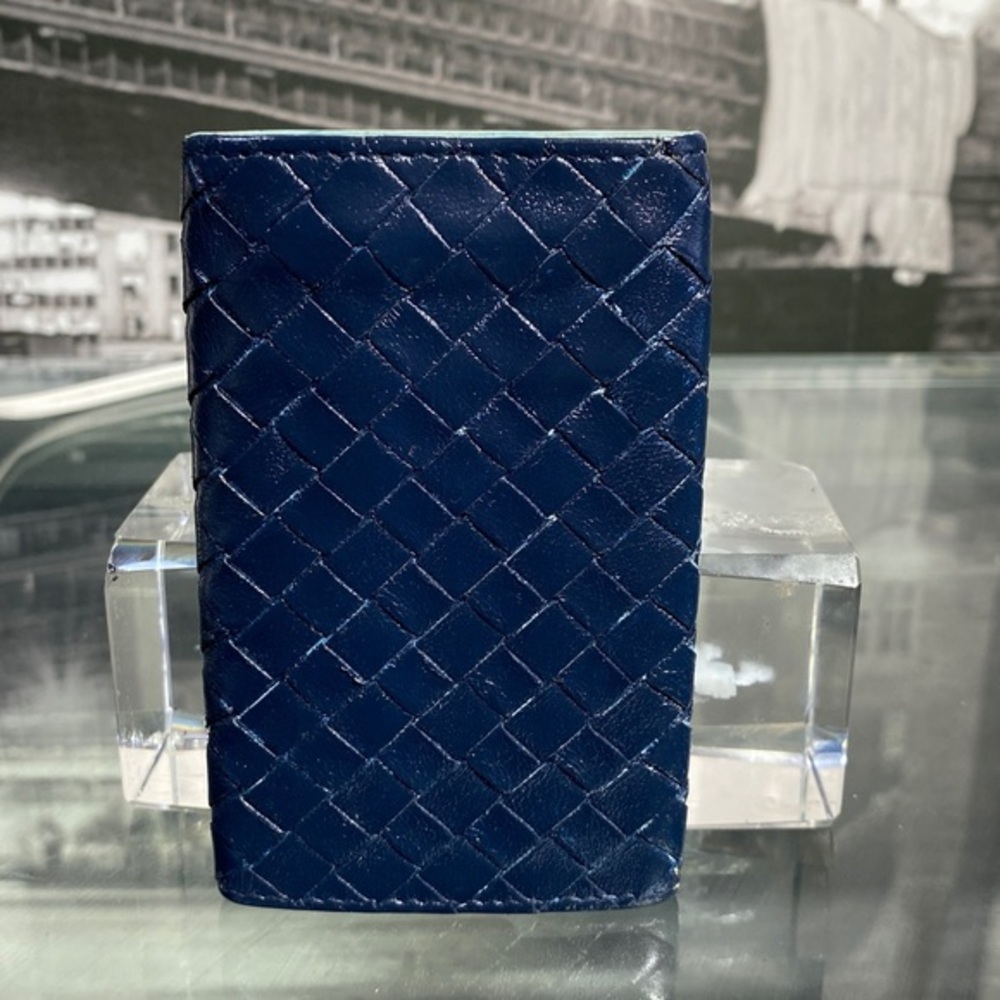 Authentic Bottega Veneta Light Blue Leather Key holder